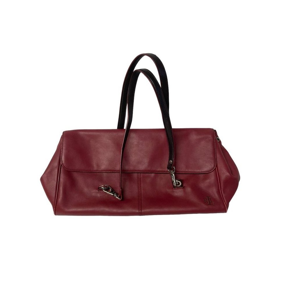 Ralph Lauren Purse Red Soft Leather 3 Way Convertible Clutch Handbag Shoulder